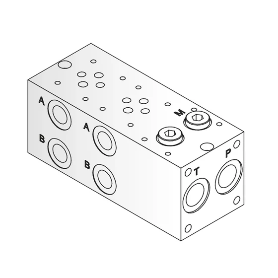 2 tagos 100-350bar NG06 G3/8" oldalsó acél Sorblokk - HVGA06S21380214HN