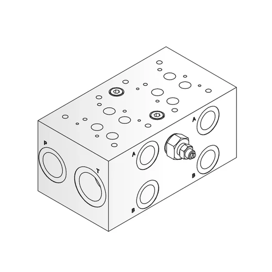 Sorblokk - NG16 - 2 tagos - acél - oldalsó - 245-350bar - G1" Sorblokk - NG16 - 2 tagos - acél - oldalsó - 245-350bar - G1"