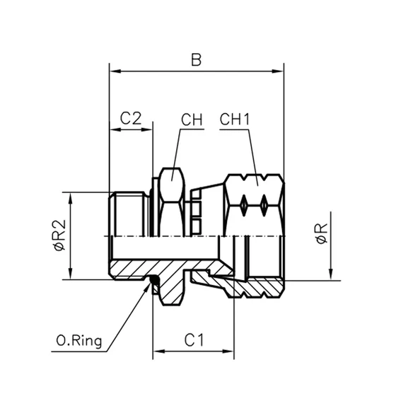 JIC 1/2"-20 G1/4" (EGE-R) Egyenes rátét - HQCJEG05R040