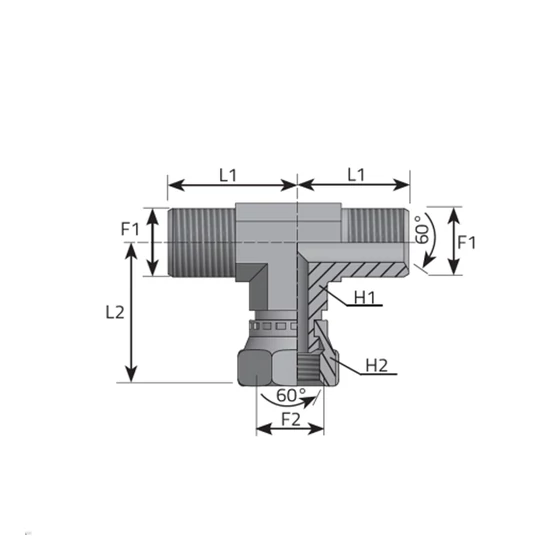 G1/8" (K-H-K) T-idom rátét (ET-BSP) - HQCCET0200