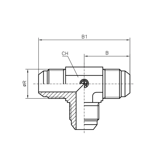 JIC 1.5/16"-12 (T-UNF) T-idom - HQCJTT1600