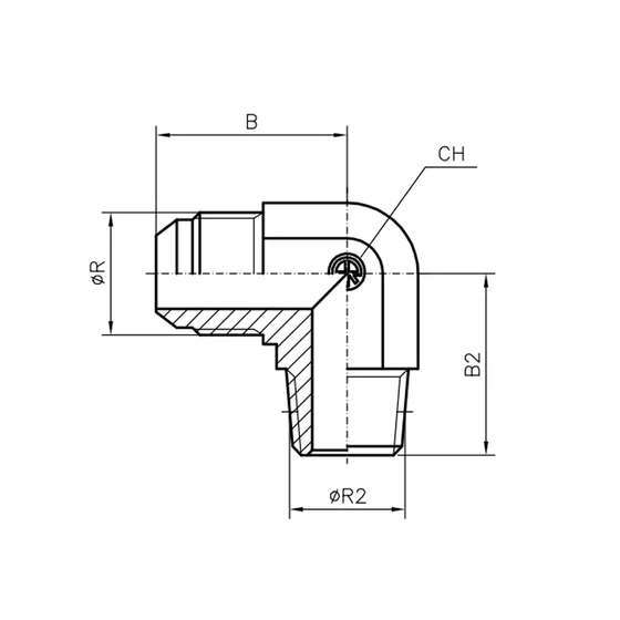 Könyök (W) - JIC 3/4"-16 - BSPT 1/2" Könyök (W) - JIC 3/4"-16 - BSPT 1/2"