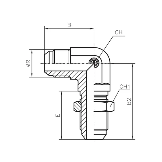 JIC 3/4"-16 (WSV-UNF) Könyök falazatátvezető - HQCJWS0800