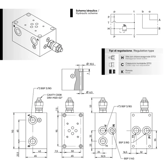 Kép 2/2 - Alaplap - NG06 - alumínium - oldalsó - 50-220 bar - G3/8"