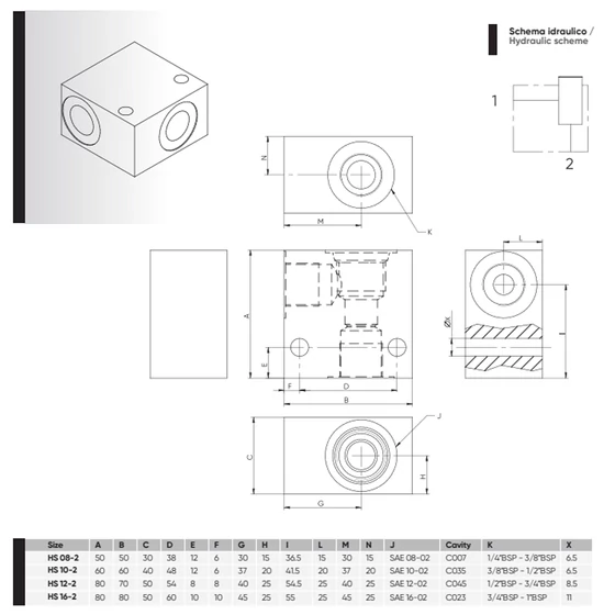 Kép 2/2 - Szelepház - SAE10 - 2 utas - alu - G3/8"