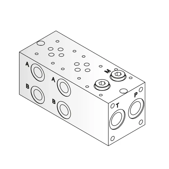 Picture 1/2 -4 tagos 100-350bar NG06 alumínium G3/8" oldalsó Sorblokk - HVGA06A21380413HN