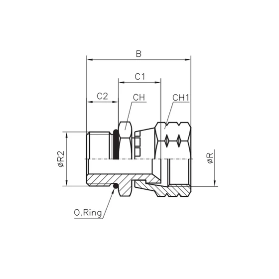 Picture 2/2 -Tube Coupling - (EGE-UNF) - JIC 1.5/16"-12