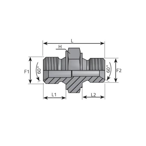 Picture 2/2 -Tube Coupling (AD-BSP) - (K-K) - G1/2" - G1"