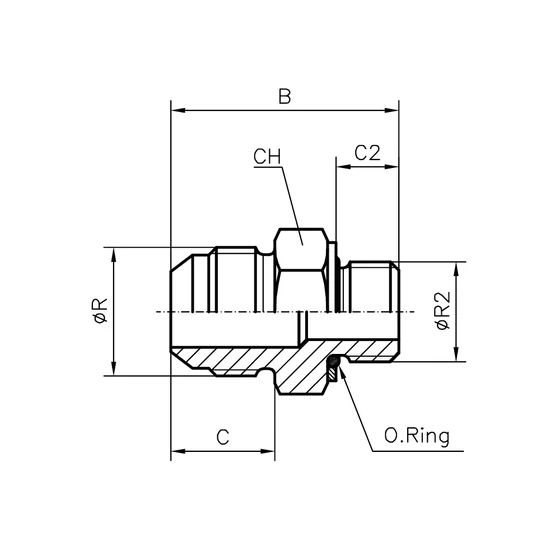 Picture 2/2 -Tube Coupling - (GE-R) - JIC 1.1/16"-12 - G1"