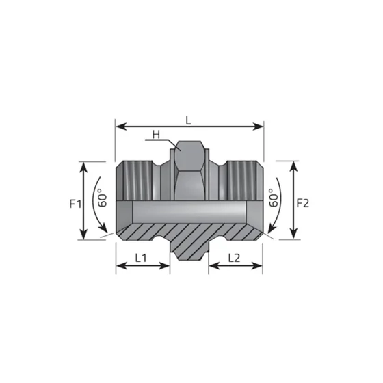 Picture 2/2 -Tube Coupling (G-BSP) - (K-K) - G1/4" - INOX