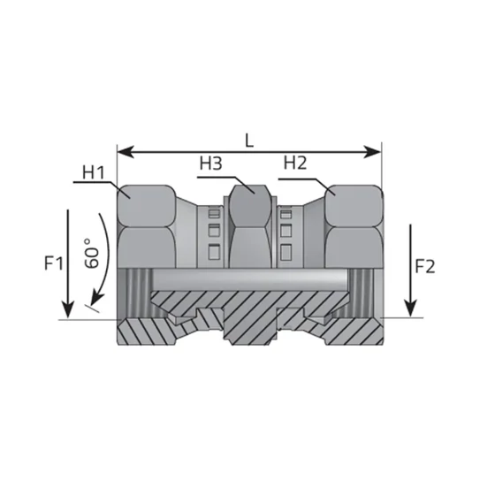Picture 2/2 -Tube Coupling (GZ-BSP) - (H-H) - G1/2"