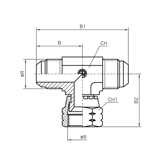 Kép 2/2 - T-idom rátét - (ET-UNF) - JIC 7/16"-20