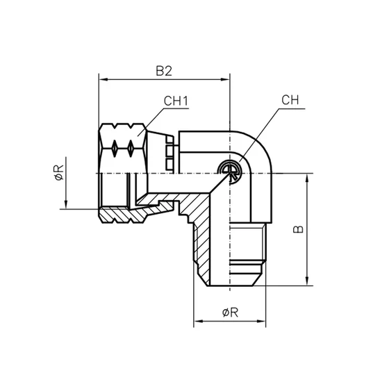 Kép 2/2 - Könyök rátét - (EW-UNF) - JIC 3/4"-16
