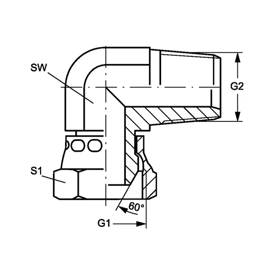 Picture 2/2 -Tube Coupling (EW-NPT) - (H-K) - 1/8" - Sw.-Male