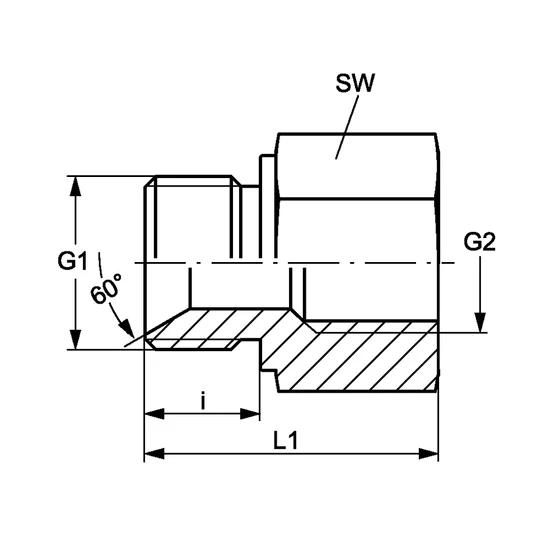 Picture 2/2 -Tube Coupling RI (K-B) G3/8"-G1/4" - KEG