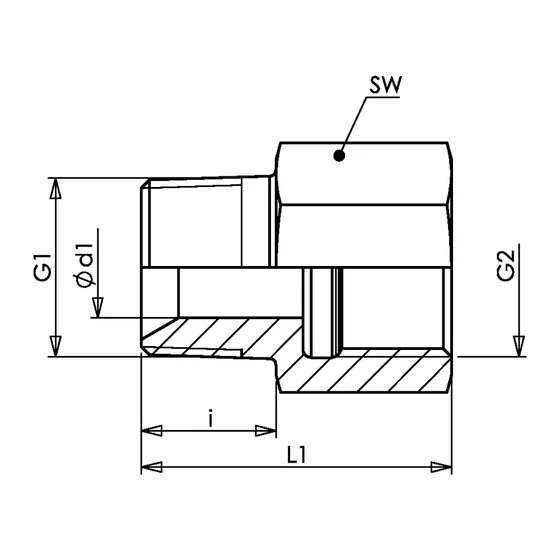 Picture 2/2 -Tube Coupling RI (K-B) G1/4"-G1/2" - KEG