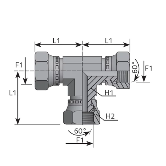 Tube Coupling (T-BSP) - (H-H-H) - G1/4"
