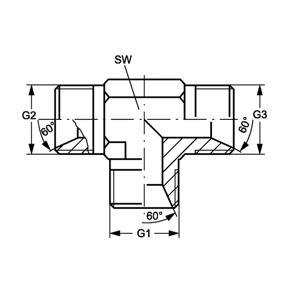 Picture 2/2 -Tube Coupling (T-BSP) - (K-K-K) - G6/4"