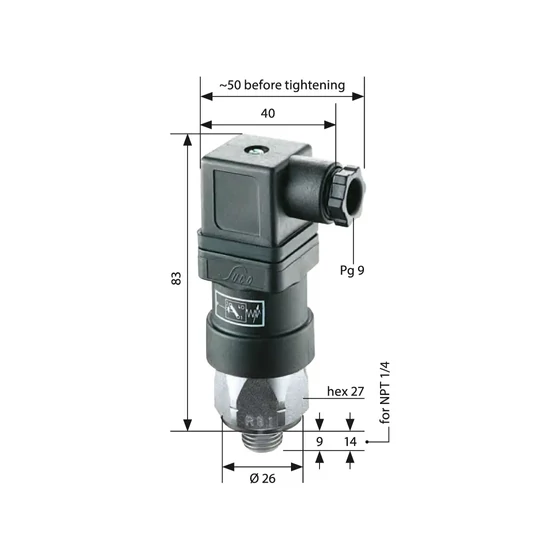 Picture 2/2 -Pressure switch - 001-010 bar - G1/4" - NO/NC - 0184 458 03 1 042