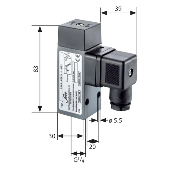 Picture 2/2 -Pressure switch - 100-400 bar - G1/4" - NO/NC - 0161 441 14 1 001