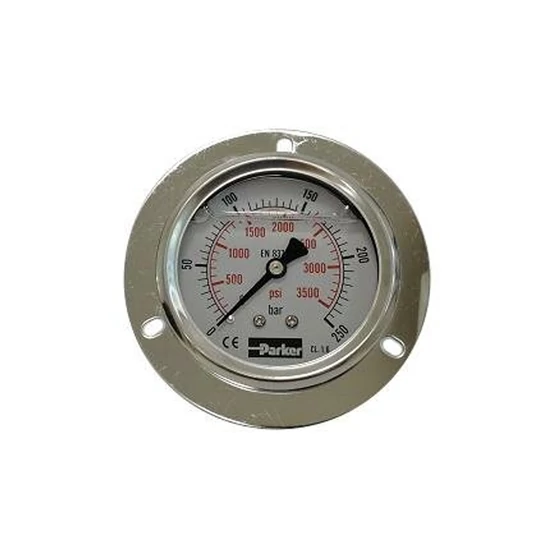 Pressure Gauge - Ø100 - panel mounting 1/2" - 0-250 bar - 3-hole flange