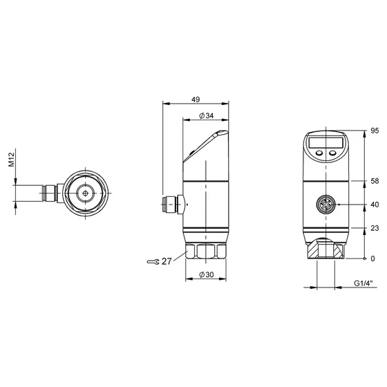 Picture 2/3 -250 bar G1/4" külső M12×1 4p. (két kapcs. + 0-10V) BSP00YC Nyomásérzékelő - DSCPSD250B00 rajza