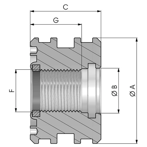 Kép 3/3 - Dugattyú menetes önzáró rögzítéssel PDH - PF PDH 080 30 B C=42 M30×1.5