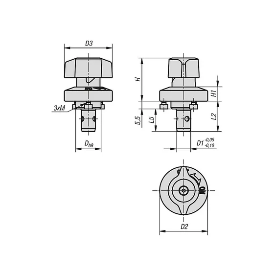 Picture 3/4 -Ball lock pins with plastic twist knob - K1064.1028