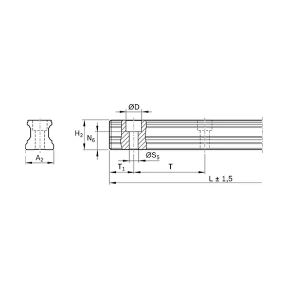 Picture 2/2 -Miniature ball guide rail - SNS - 25 - L=200 mm - carbon steel