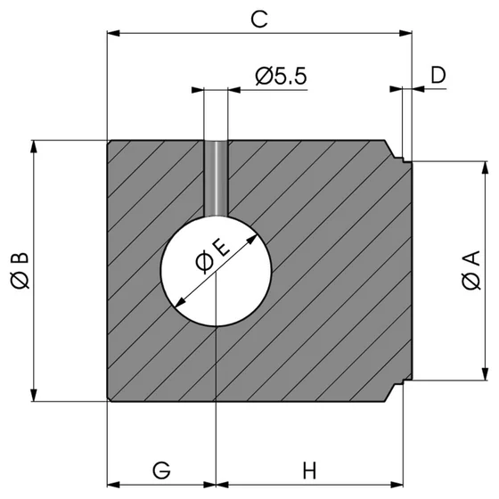Kép 2/2 - Hengerfenék keresztfuratos rögzíthető - FL0 050 040 C=49