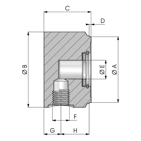 Kép 2/2 - Hengerfenék löketcsillapítós olajbevezetéssel - FR R0 040 050 C=50