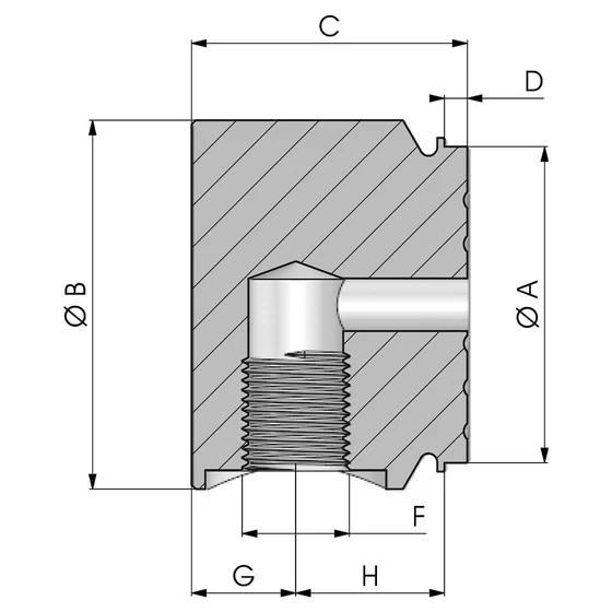 Kép 2/2 - Hengerfenék olajbevezetéssel - PK 100 115 1/2R C=69