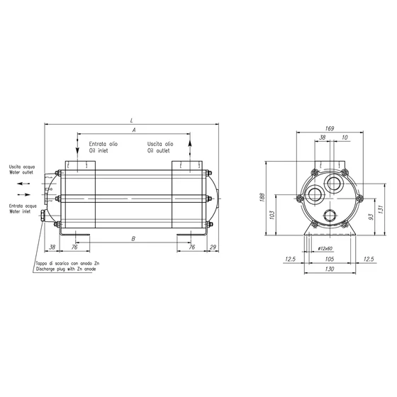 Picture 2/4 -Heat exchanger - Oil-Water - Tube type - 2SCG134P1
