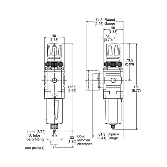Kép 2/2 - Szűrő-szabályzó - 5 mikron - 17 bar - G1/4"
