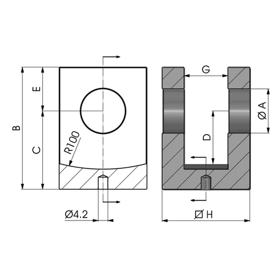 Kép 2/2 - Hegeszthető rúdvégvilla furatos +0.25 - FS 000 000 016