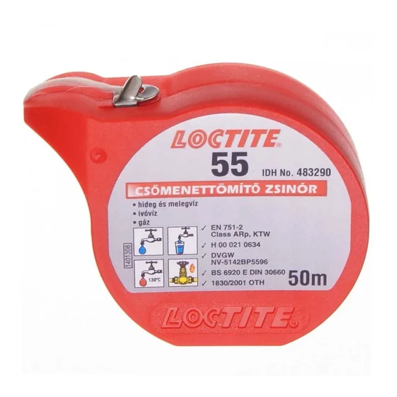 Picture 1/2 -LOCTITE 55 / 50m fém és műanyag menetekre Menettömítő zsinór - RSLOC55050