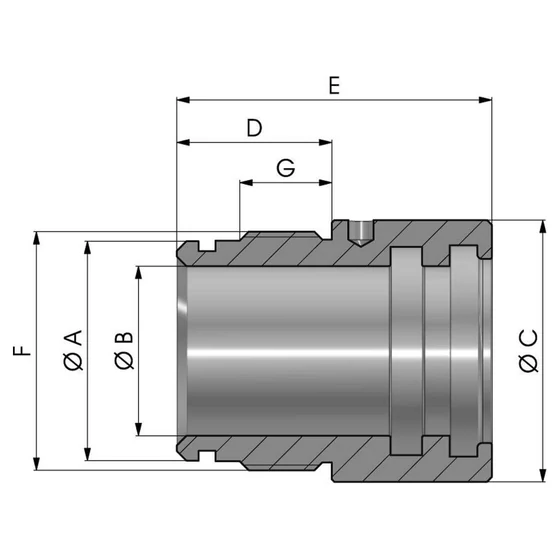 Kép 3/3 - Szárvezető búvárdugattyús hengerhez - TT0 030 040 C=50 M44×1.5