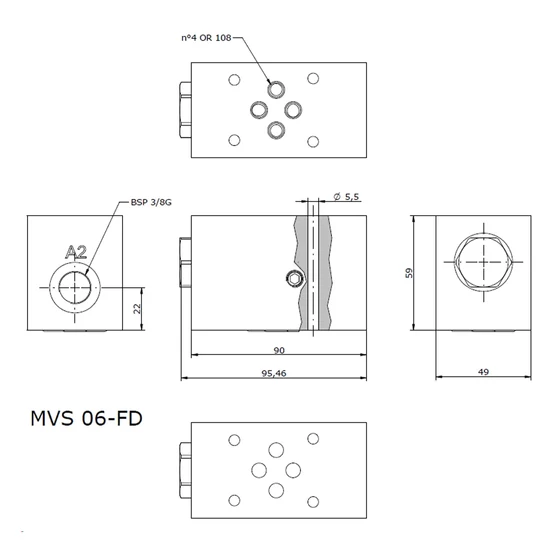 Picture 3/4 -Flow divider-combiner sandwich valve - MVS-06-FD-45-10