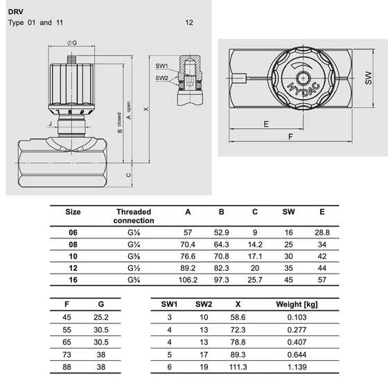 Kép 3/4 - Fojtó-visszacsapó - csővezetékes - 1/2" - DRV12
