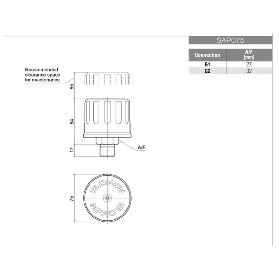 Kép 2/2 - Levegőztető szűrő - SAP075 - G1/2" - 3mikr. (A7)