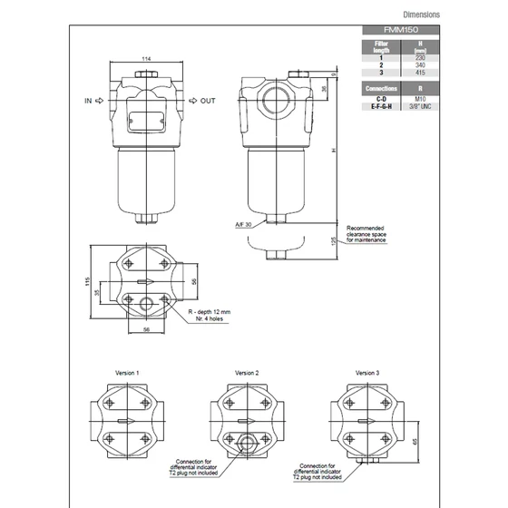 Kép 4/4 - Szűrő komplett nyomóági - FMM1502 - 1" - 170 l/min - 10mikr. - bypass - 420bar
