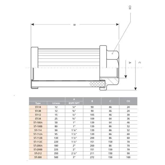 Picture 2/2 -Suction strainer - ST.200A.125 - 2"