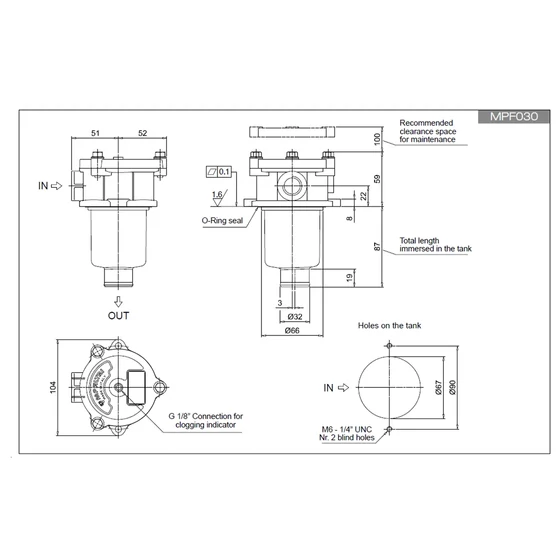 Kép 3/3 - Szűrőház visszafolyóági - MPF0301 - G1/2" - 60 l/min
