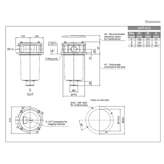 Kép 3/3 - Szűrőház visszafolyóági - MPF4001 - G1.1/4" - 340 l/min