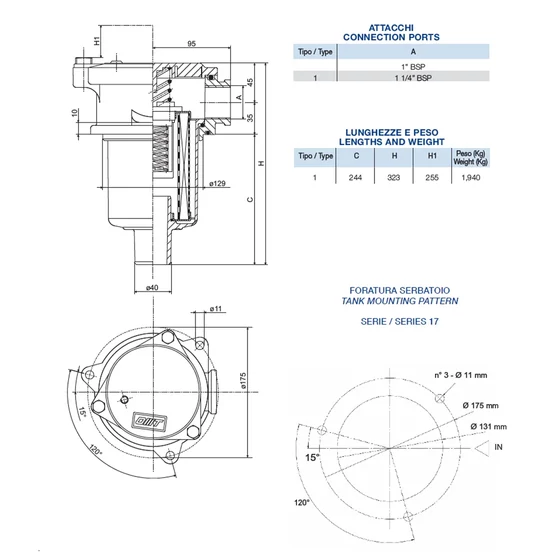 Picture 3/3 -Return line filter complete - OMTF 171C25NA - G1.1/4" - 214l/min - 25mic.